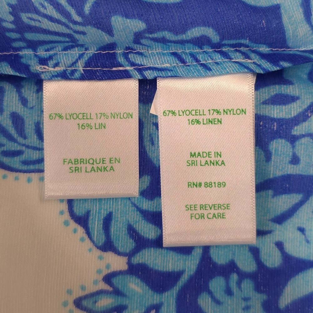 Lilly Pulitzer Breeze Aqua Jungle Escape Engineered Woven Kiran Button Down Top - Picture 10 of 10